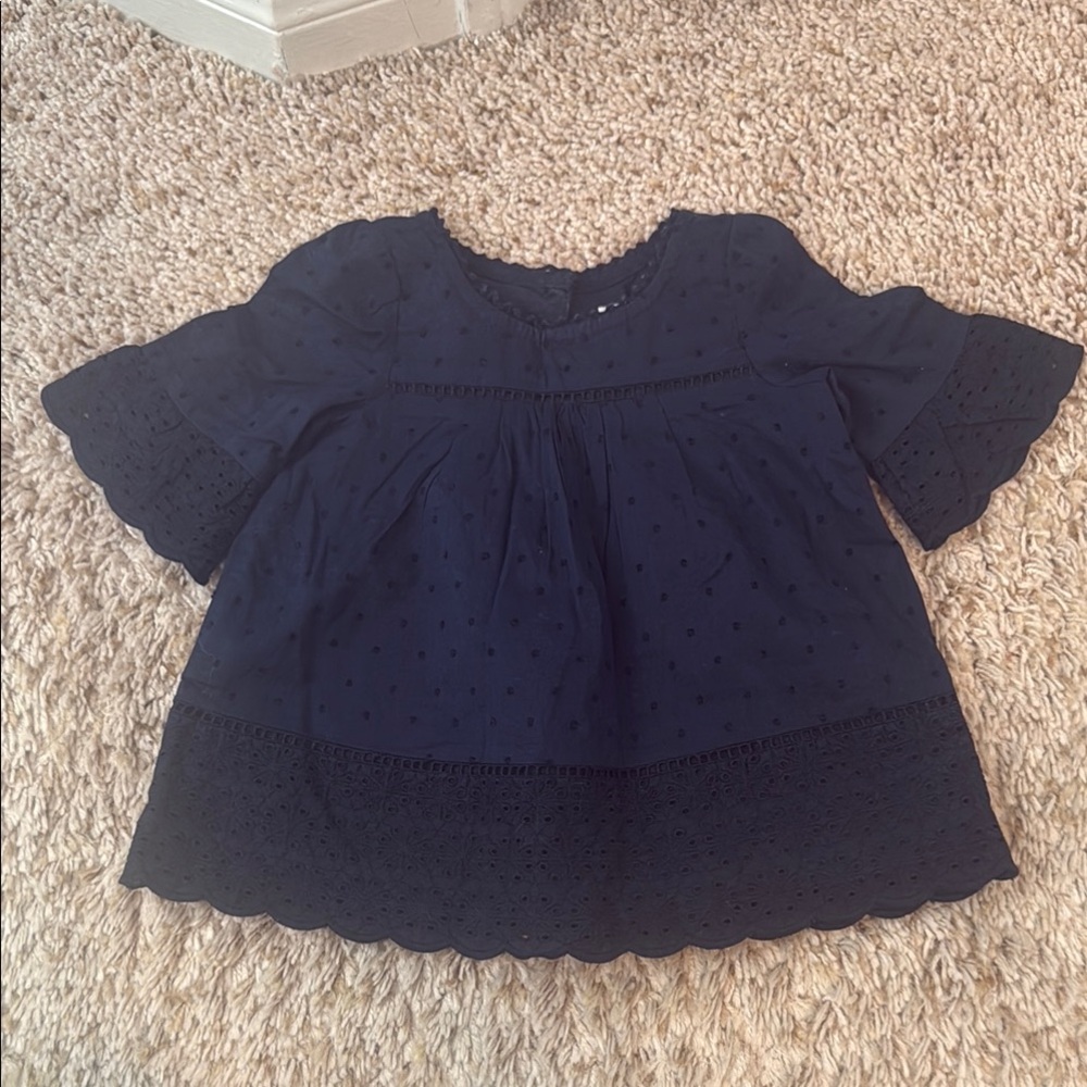 GAP Blue Blouse with Flowy Silhouette and Pleated Detail